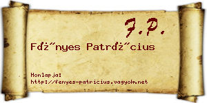 Fényes Patrícius névjegykártya